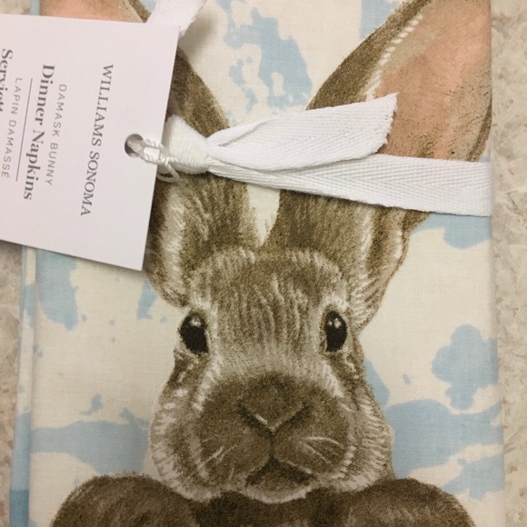 Williams Sonoma Damask Bunny Napkins 🐰❤️🐰 - Picture 3 of 8
